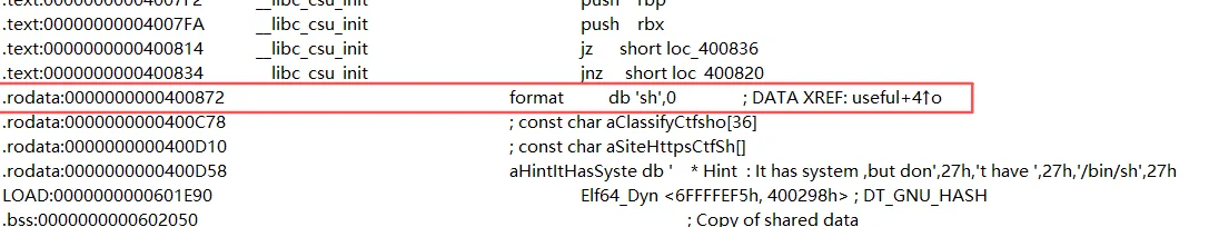 sh的地址是0x400872