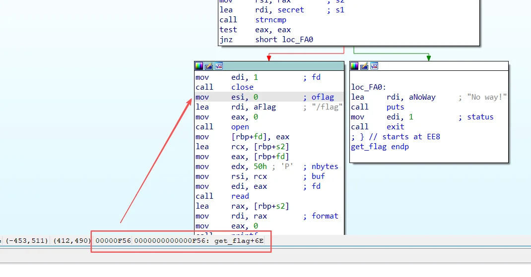 getshell的相对地址:0xF56