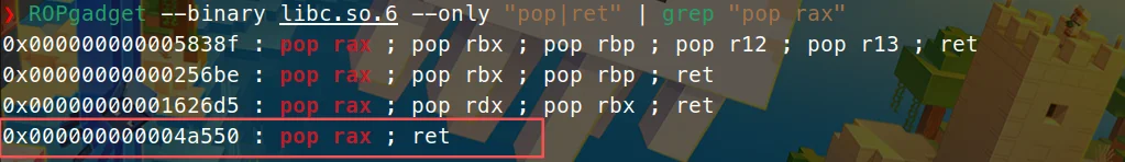 pop_rax_offset = 0x000000000004a550