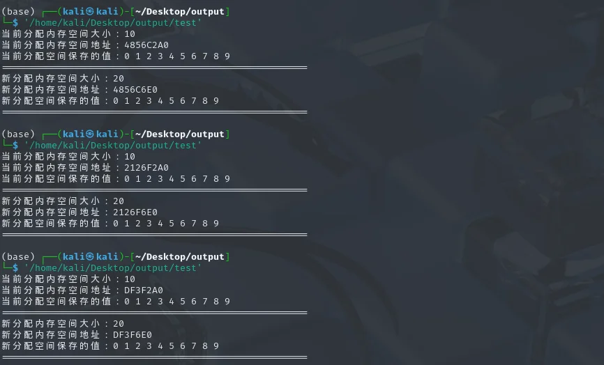 运行结果（kali示例）