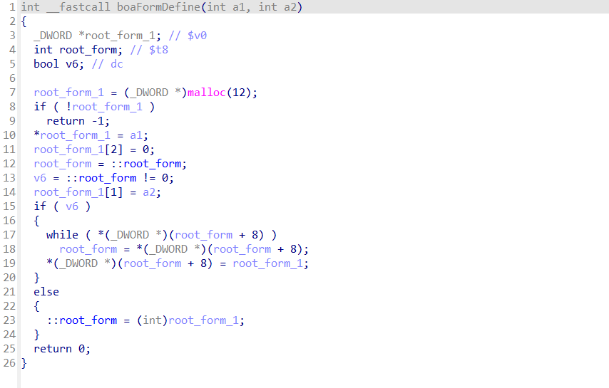 boaFormDefine(int a1, int a2)函数
